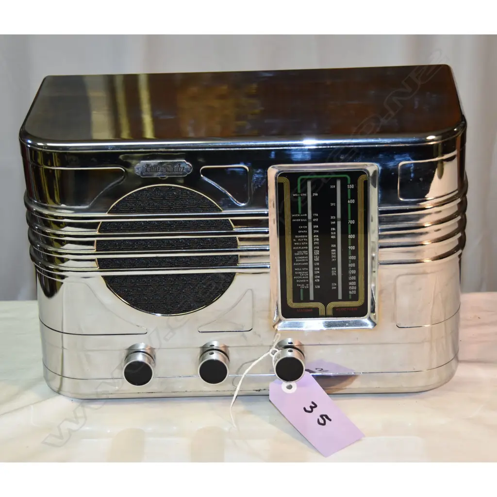 Model Lewis Eady RB, by Radio (1936) Ltd , chrome on wood cabinet. H.270mm Image 1++