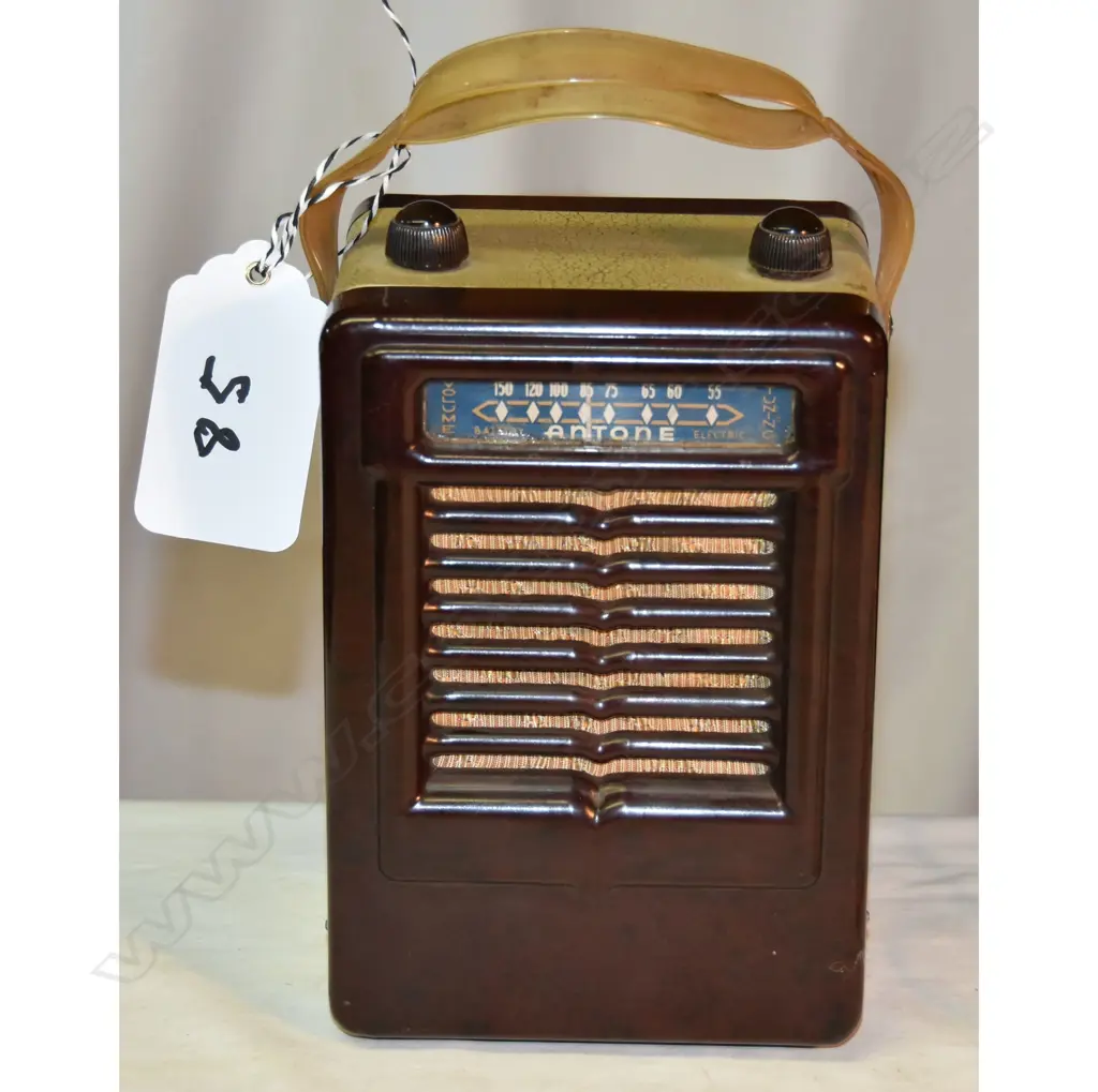 Model Antone, by ?, Metal & Bakelite Portable. H.210mm Image 1++