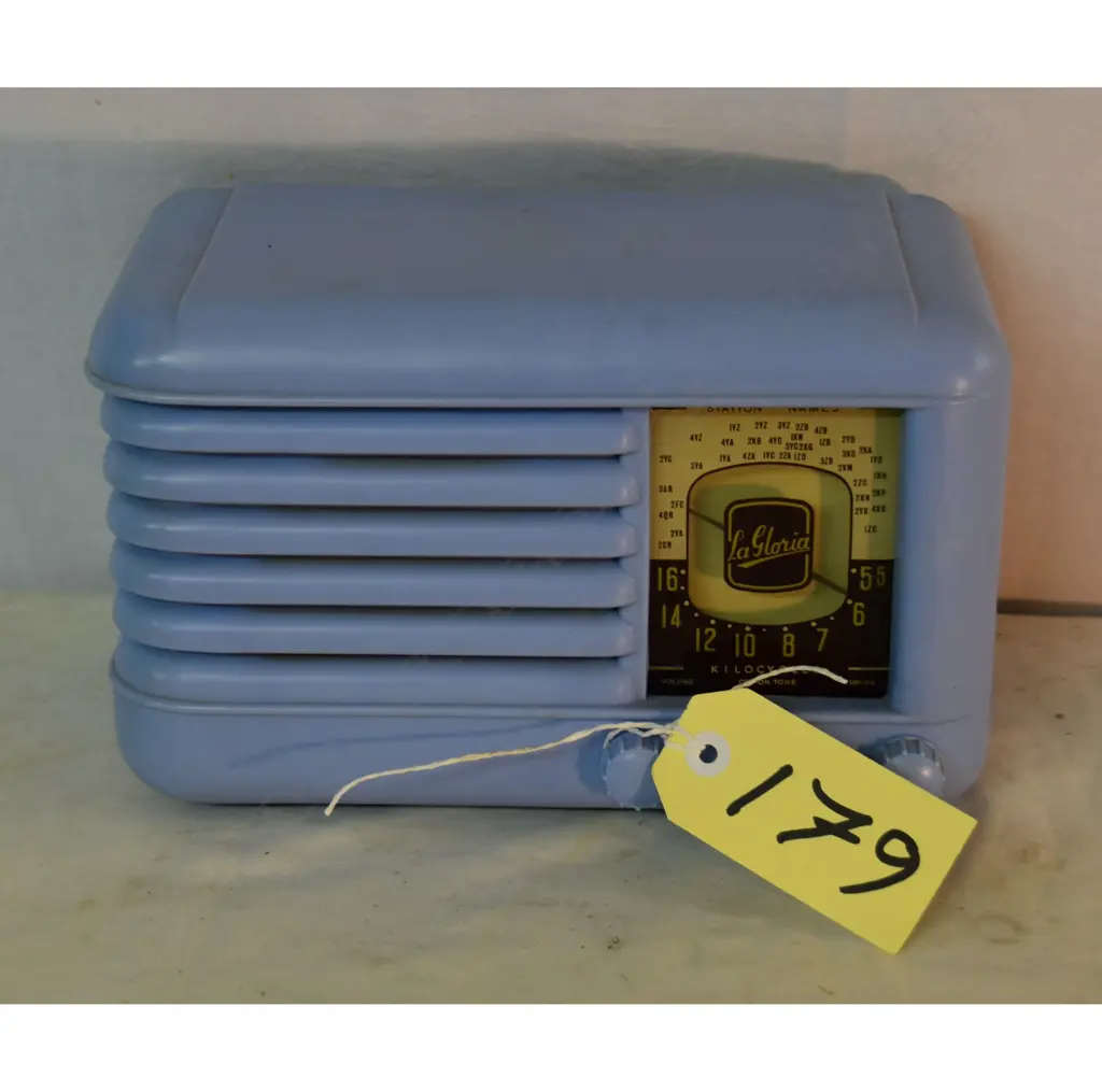 Model La Gloria Imp, by Dominion Radio &Electrical Co., Pale Blue. H.170mm Image 1++