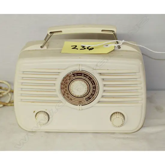 Model Ultimate portable, by Radio (1936) Ltd , White. H.165mm