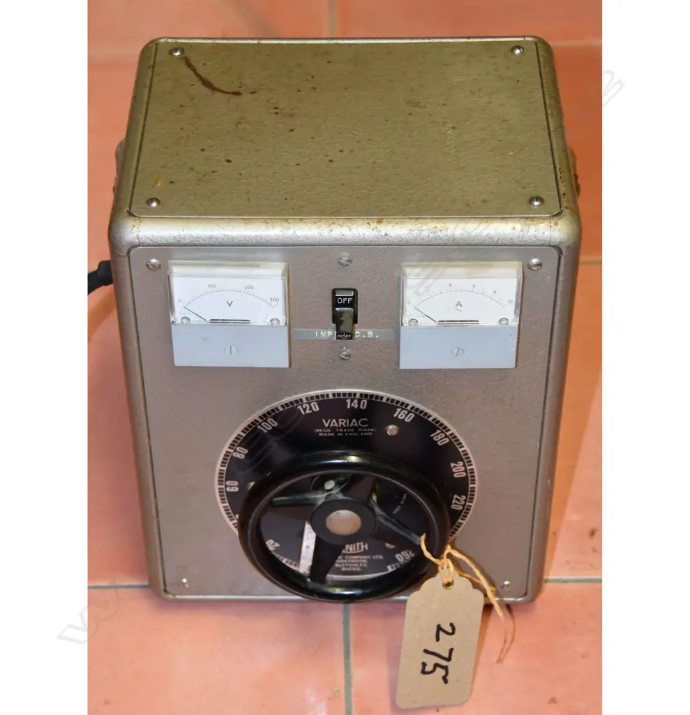 Model Variac Model 100R-PSVA, by Zenith (UK), 2.1KVA, 0-270VAC,  8 amps. H.285mm Image 1++