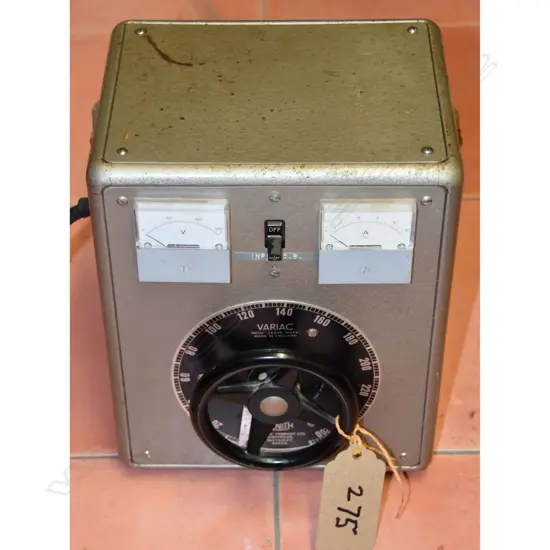 Model Variac Model 100R-PSVA, by Zenith (UK), 2.1KVA, 0-270VAC,  8 amps. H.285mm