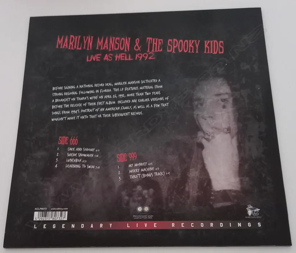 Marilyn Manson & The Spooky Kids, Live As Hell 1992 Image 1++