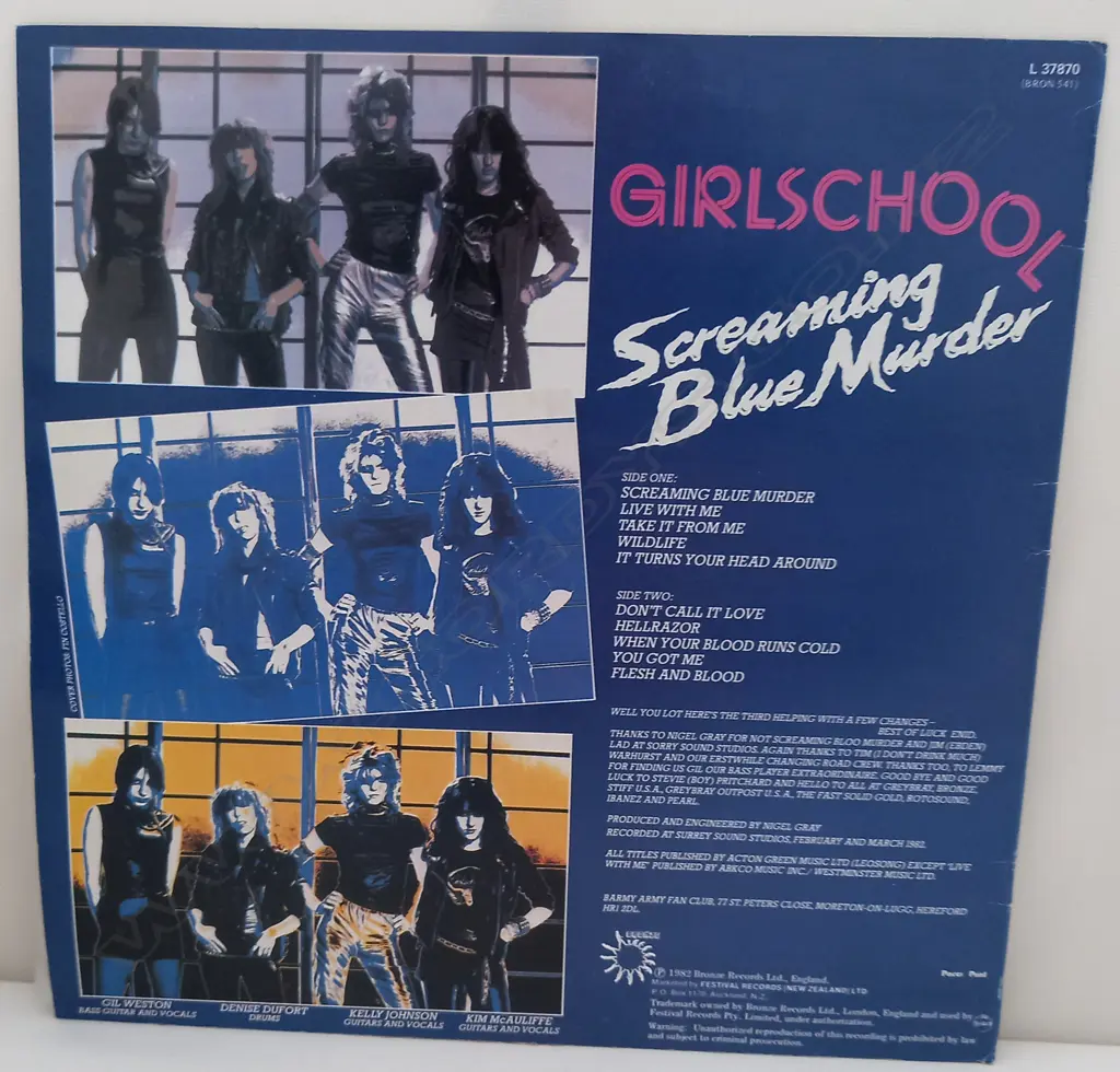 Girlschool, Screaming Blue Murder Image 1++