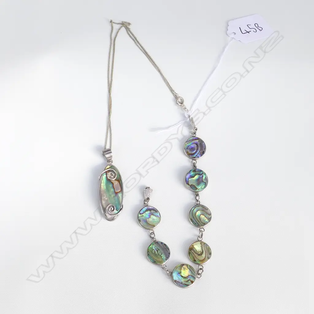 STG SILVER PAUA BRACELET AND PENDANT Image 1++