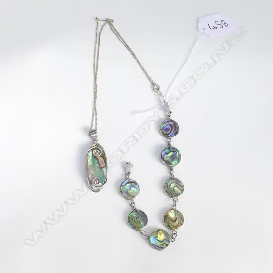 STG SILVER PAUA BRACELET AND PENDANT