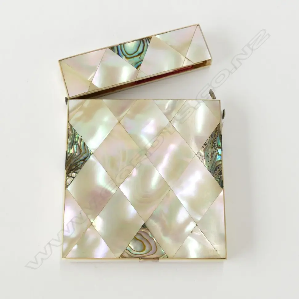 VICTORIAN MOTHER OF PEARL & ABALONE CARD CASE Image 1++