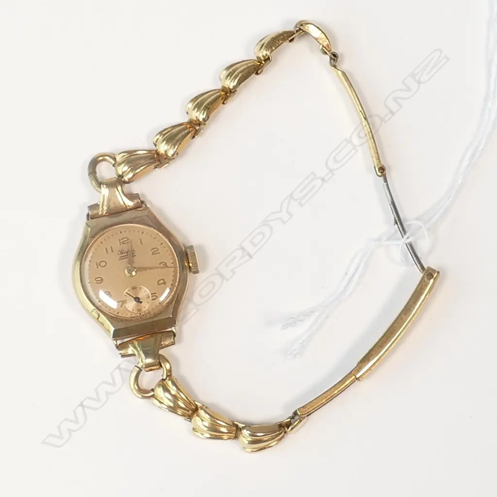 9CT GOLD LADY'S WRIST WATCH - ROLLED GOLD STRAP Image 1++