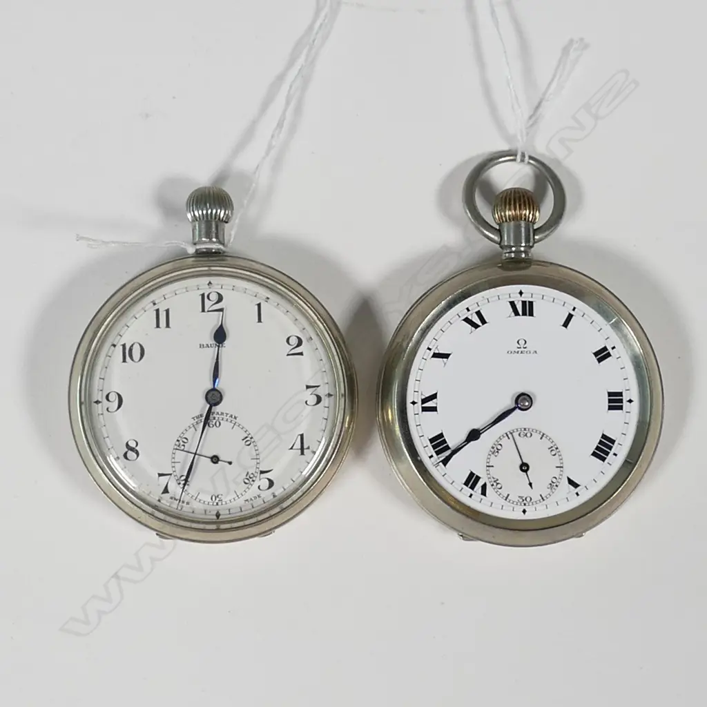 2 EARLY 20THC POCKET WATCHES BAUME & OMEGA. A.F Image 1++