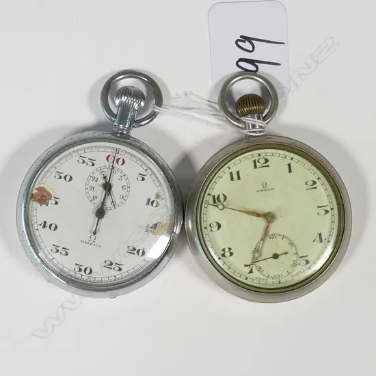 2 OMEGA POCKET WATCHES: 1 STOP WATCH...