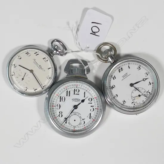 3 VINTAGE POCKET WATCHES; 2 X ROAMER + ...