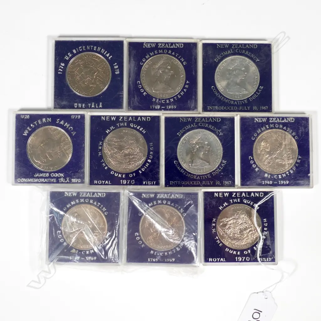 10 UNC DOLLAR COINS NZ MAINLY INCLS. 2 SAMOA Image 1++