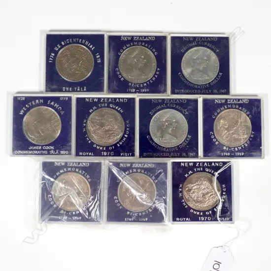 10 UNC DOLLAR COINS NZ MAINLY INCLS. 2 SAMOA