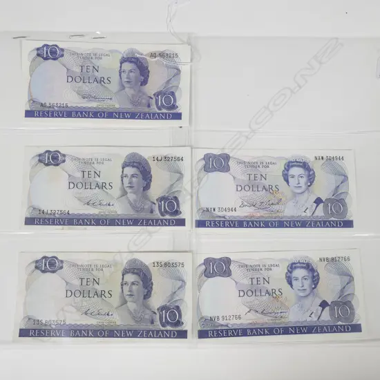 6 NZ $10 BANK NOTES - CONDITION VARIES - MOST GOOD