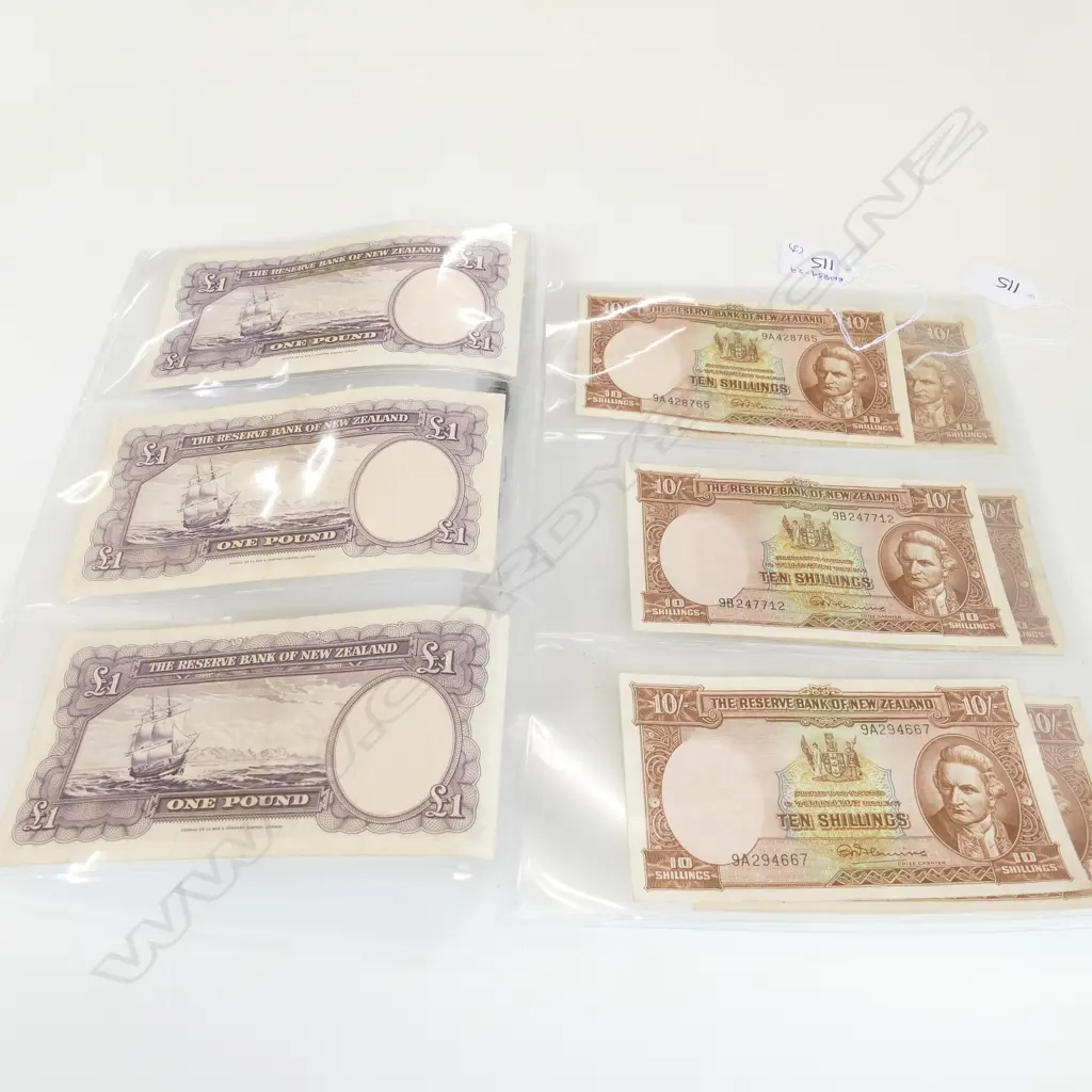 9 NZ BANK NOTES - THREE 1 POUND FLEMING / SIX 10 SHILLING FLEMING Image 1++