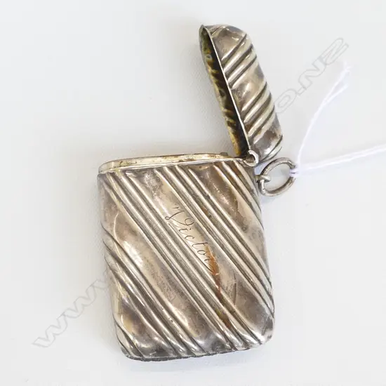 Silver vesta case with diagonal fluting