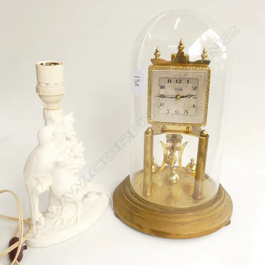 KUNDO GERMAN DOME CLOCK & WHITE PEACOCK LAMP BASE Image 1++