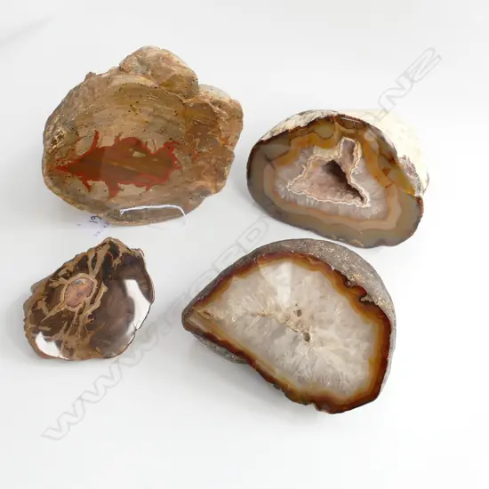 4 SEMI PRECIOUS POLISHED BOULDERS 1 WITH OPAL 