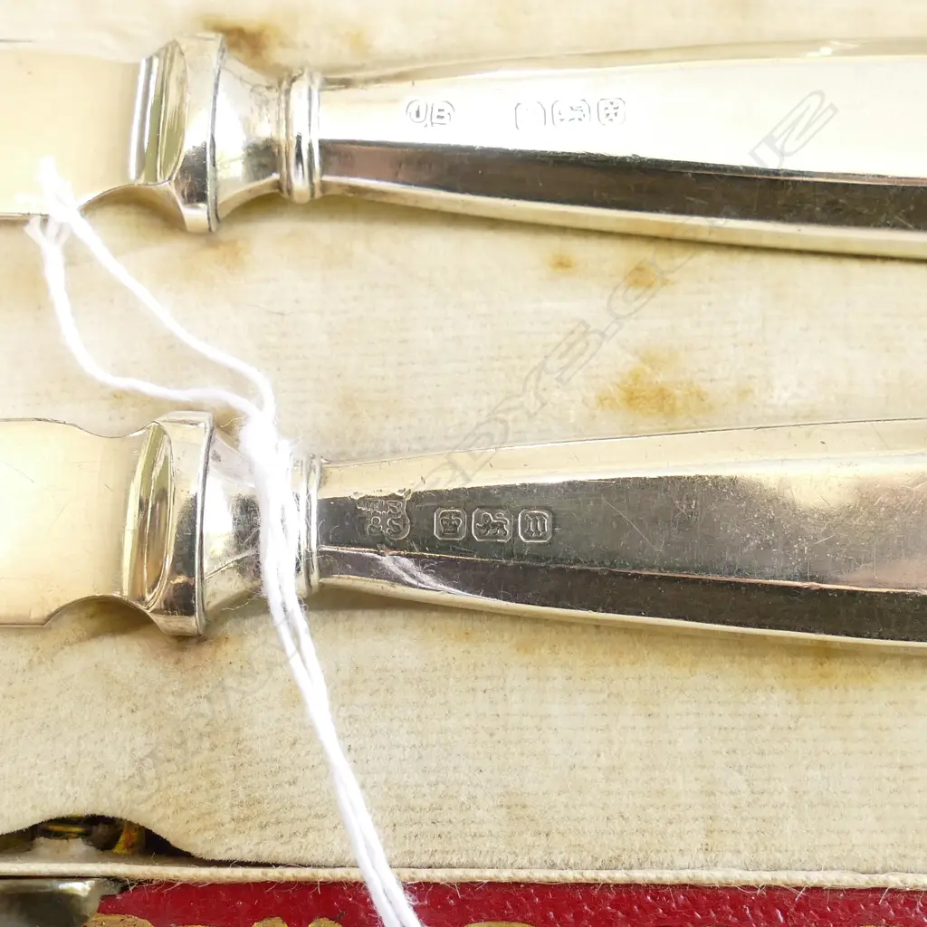 6 S/SILVER BREAD & BUTTER KNIVES, SHEFFIELD 1914, BOXED Image 1++