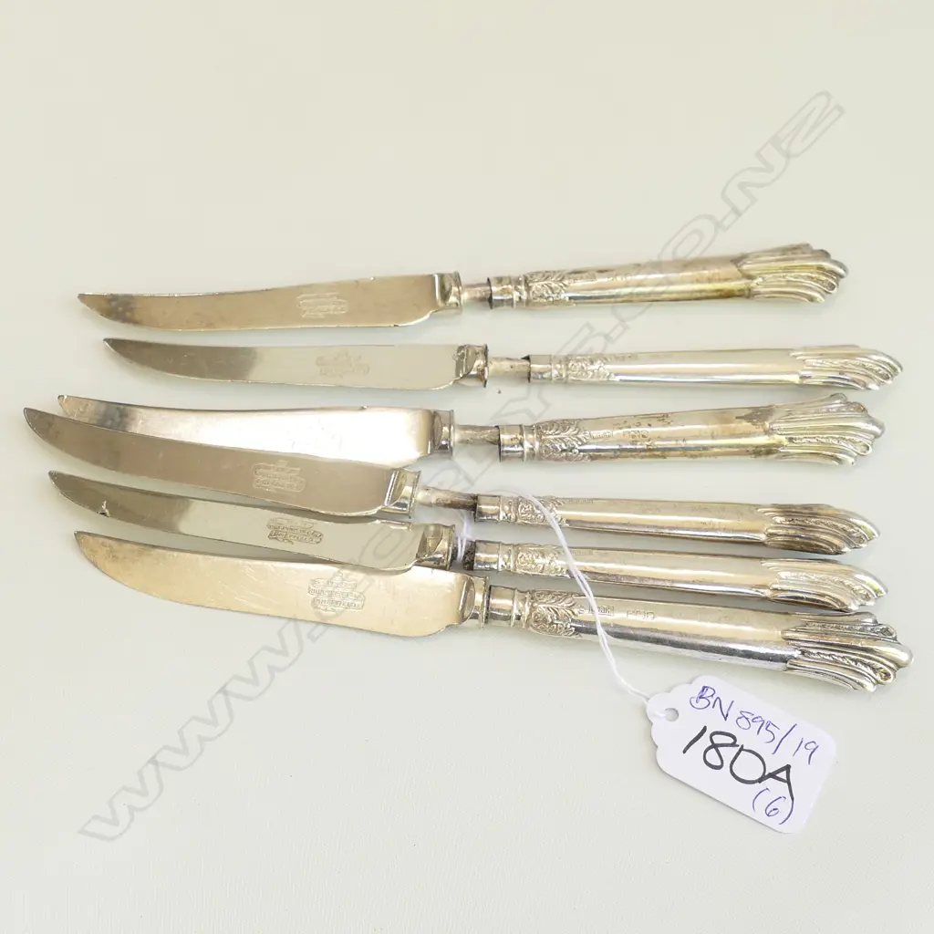 6 STG SILVER FRUIT KNIVES SHEFFIELD 1902 Image 1++
