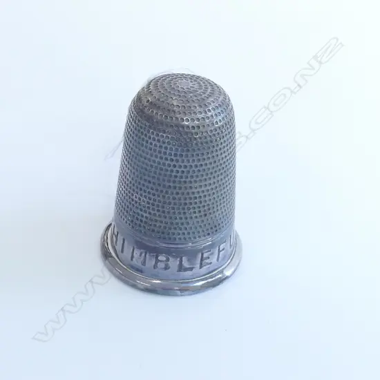 OVER SIZE SILVER PLATE THIMBLE 'JUST A THIMBLE FULL' H.60mm