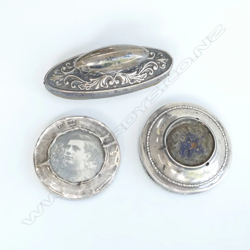 STG SILVER NAIL BUFFER BIRMINGHAM 1902, HAT PIN BASE CHESTER 1920, FRAME LONDON 1915  Image 1++