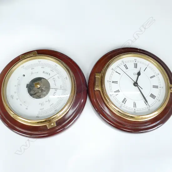 BAROMETER AND CLOCK 210MM DIA