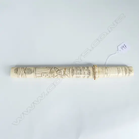 JAPANESE WAKIZASHI IN CARVED BONE SCABBARD