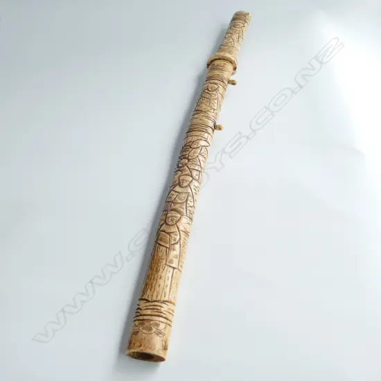 JAPANESE SWORD IN CARVED BONE SCABBARD