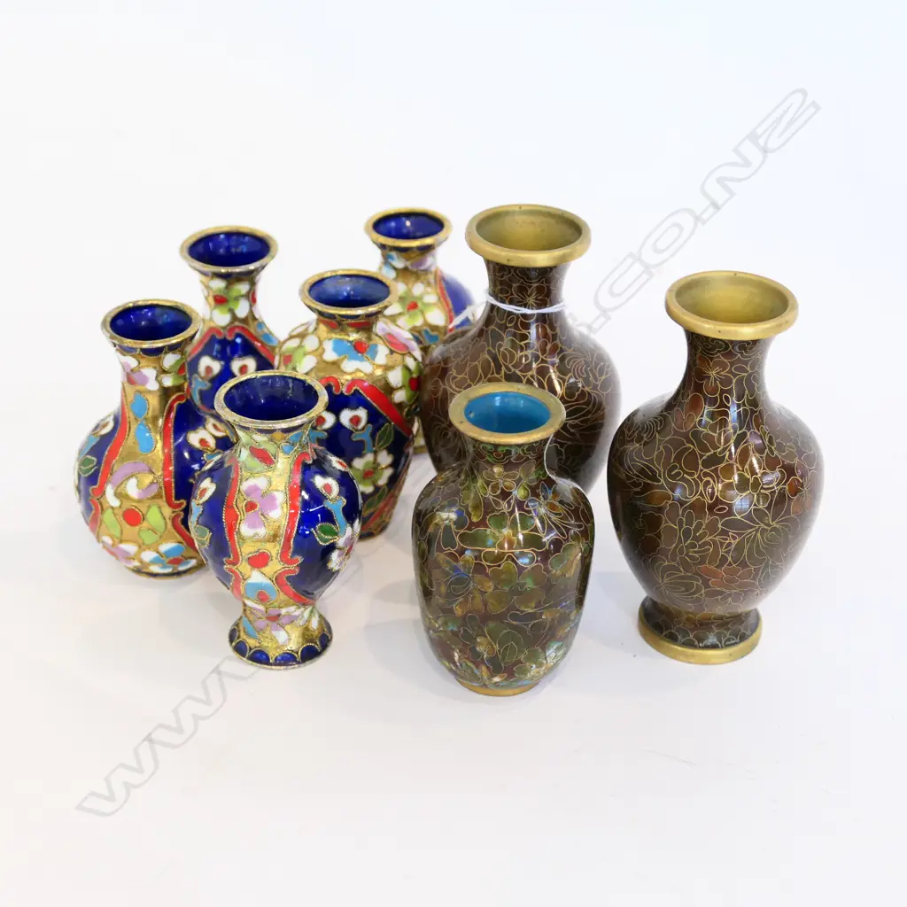3 CLOISONNE VASES + FIVE FAUX Image 1++