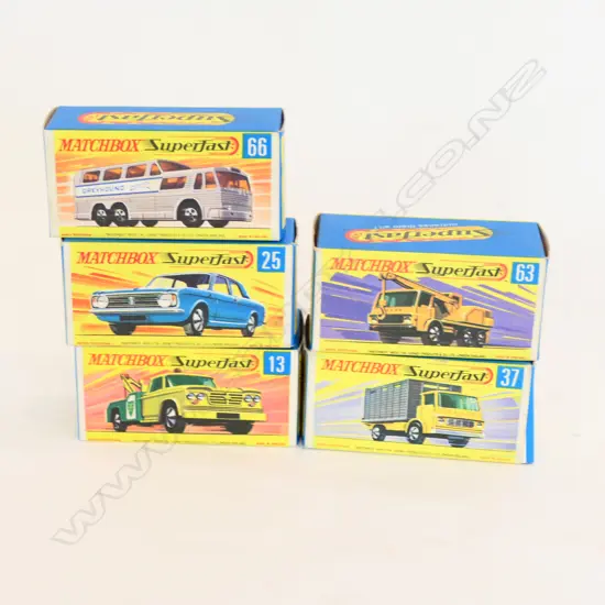 5 MATCHBOX "SUPERFAST" CARS IN ORIGINAL BOXES