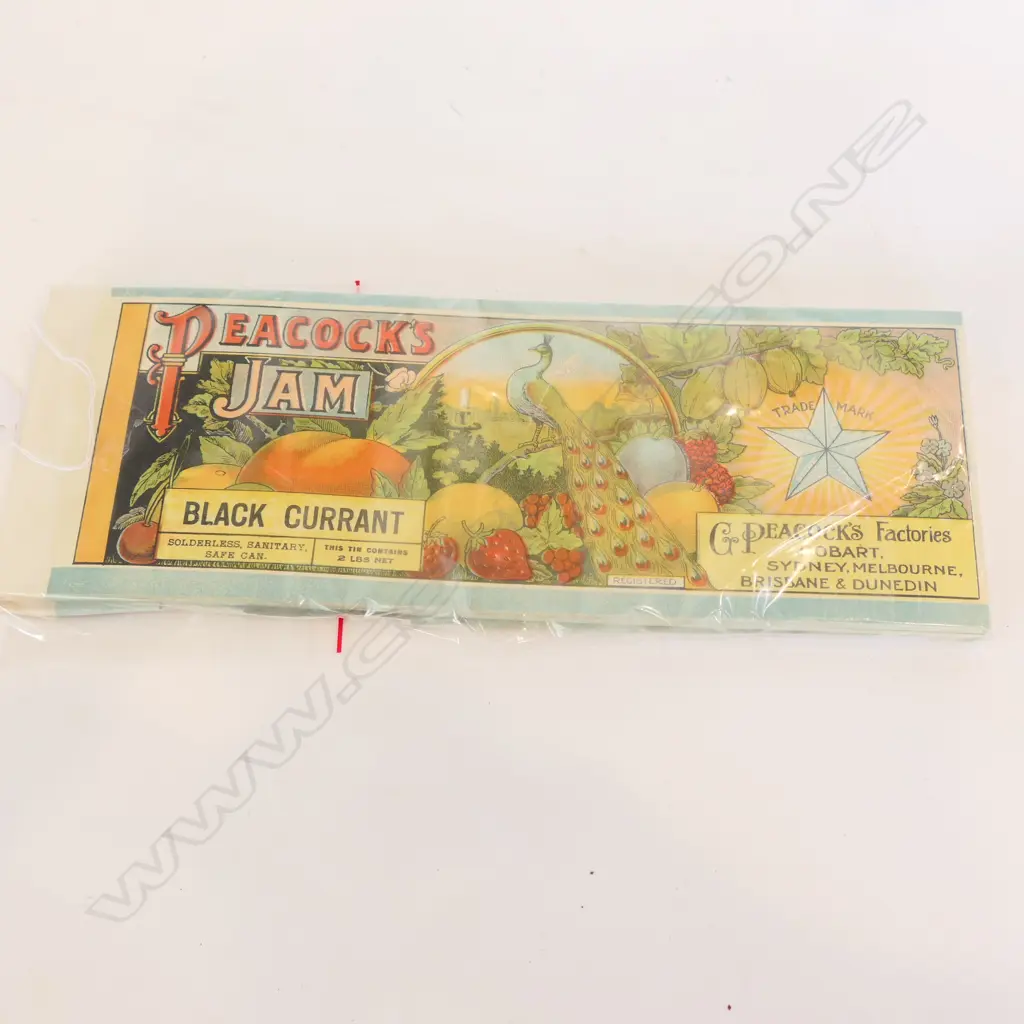 PEACOCK'S  'BLACK CURRANT' CAN LABELS (APPROX 80) Image 1++