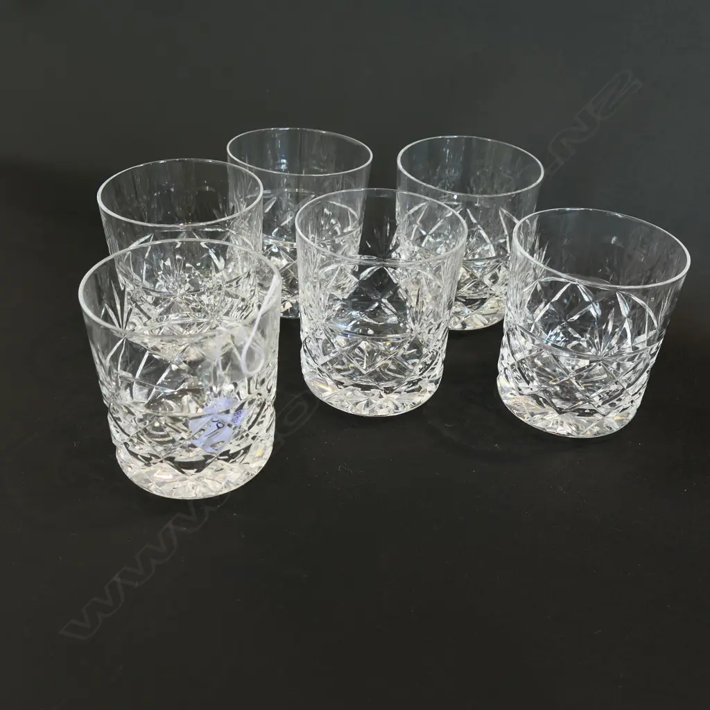 SET OF SIX BRIARLEY CRYSTAL TUMBLERS 85MM H Image 1++