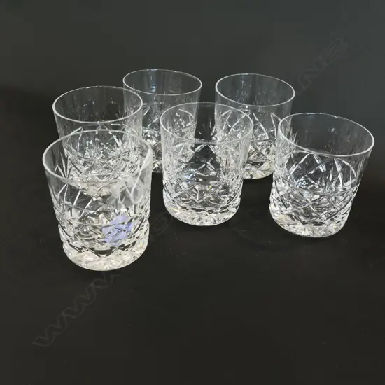 SET OF SIX BRIARLEY CRYSTAL TUMBLERS 85MM H