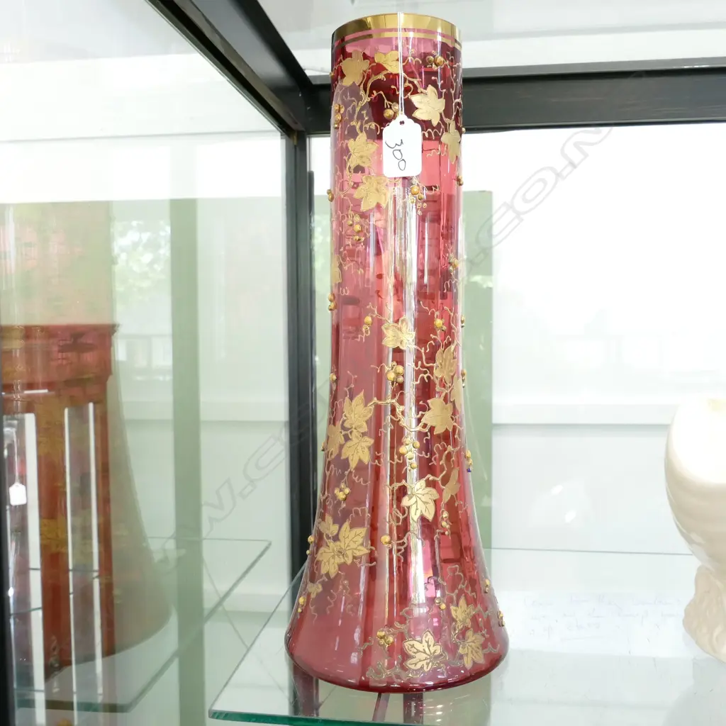 RUBY GLASS TALL VASE Image 1++