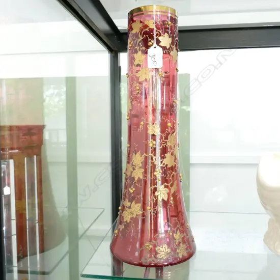 RUBY GLASS TALL VASE