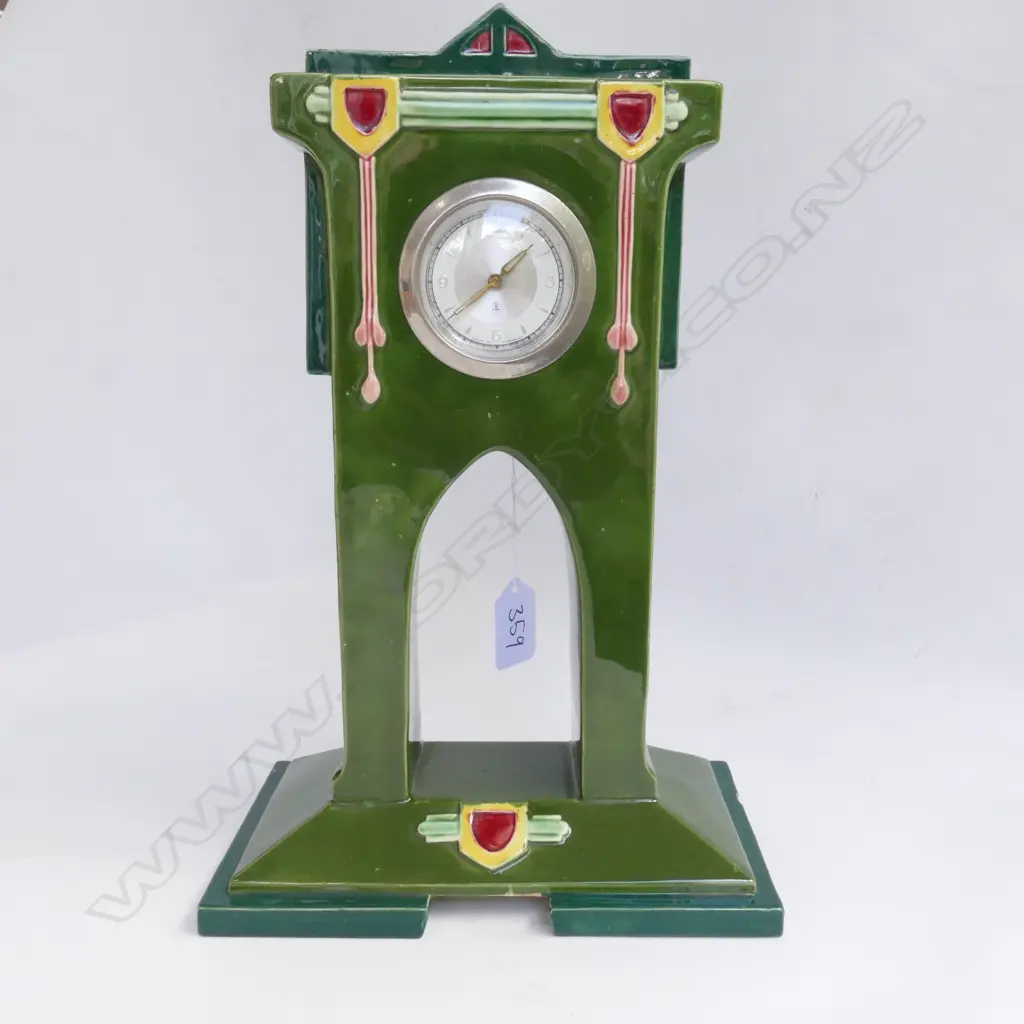 JUGENDSTIL GERMAN CERAMIC CLOCK 310MM H Image 1++