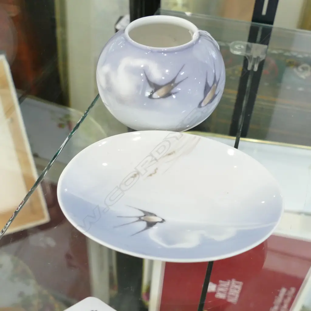 ROYAL COPENHAGEN SWALLOW PIN DISH AND VASE Image 1++