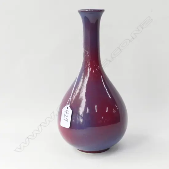 SANG DE BOEUF GLAZED BOTTLE VASE H 220 MM