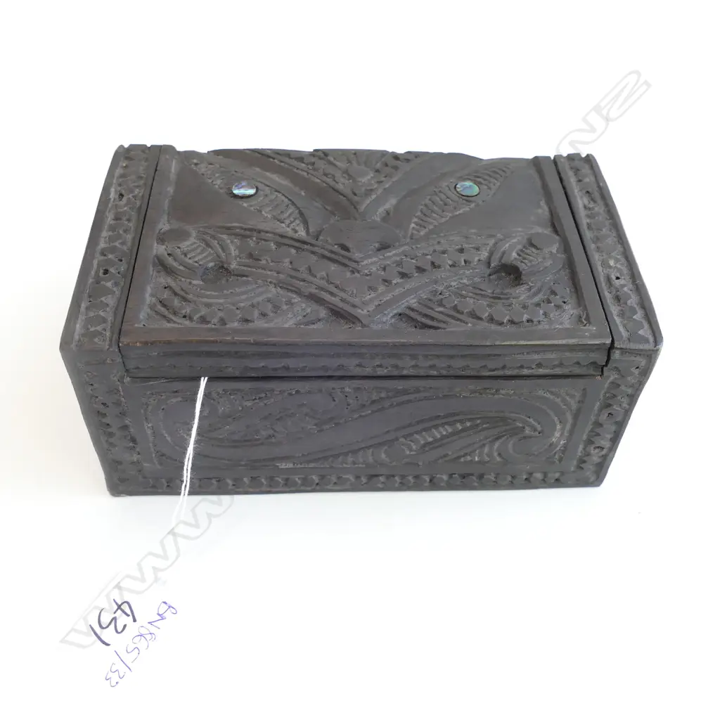CARVED MAORI BOX 155MM L Image 1++