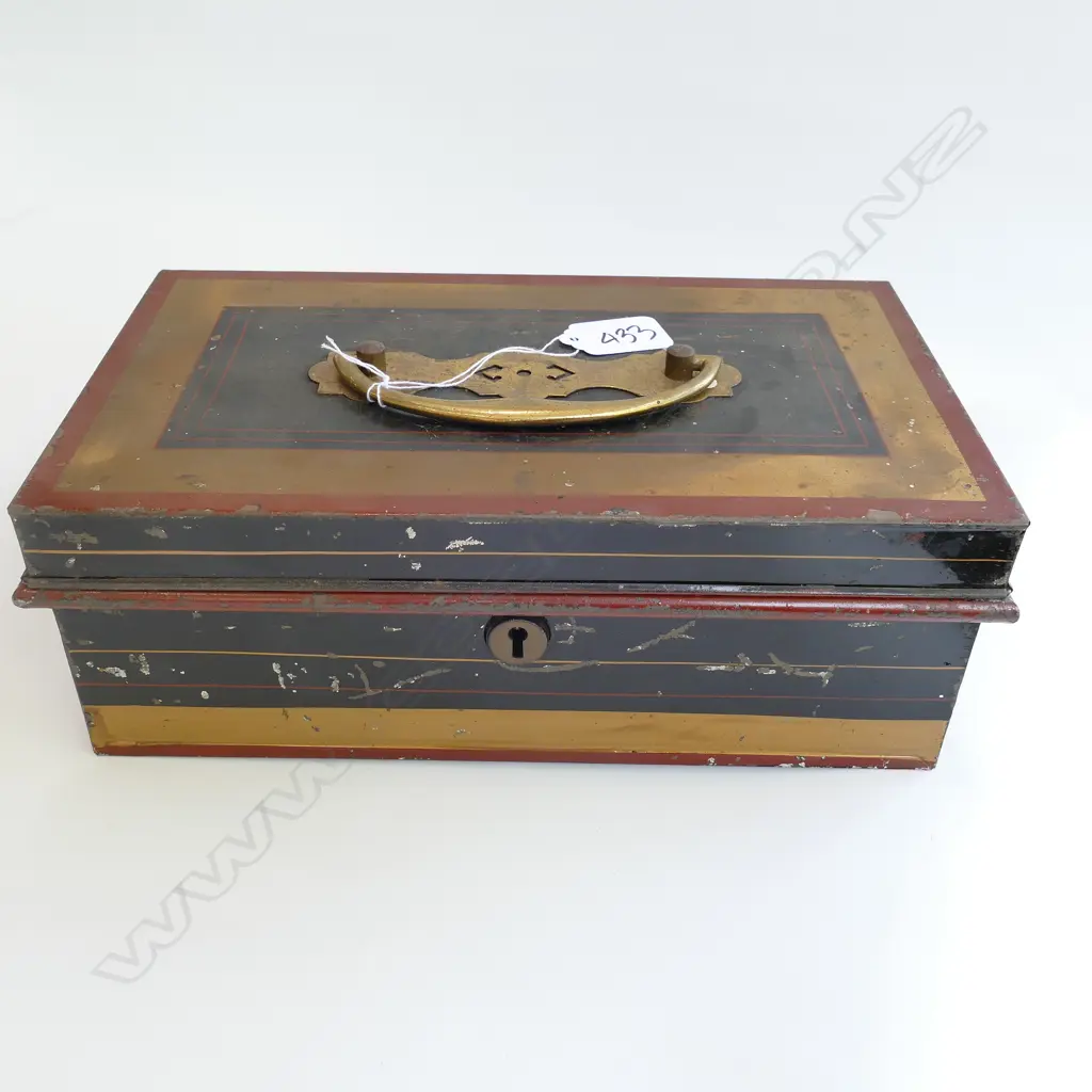 VICTORIAN METAL MONEY SAFE BOX 280MM L Image 1++
