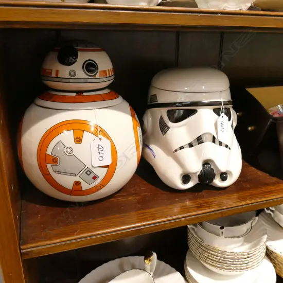 PR OF DISNEY STARWARS CERAMIC COOKIE JARS, BB-8 & STORMTROOPER, H.190 & 230MM
