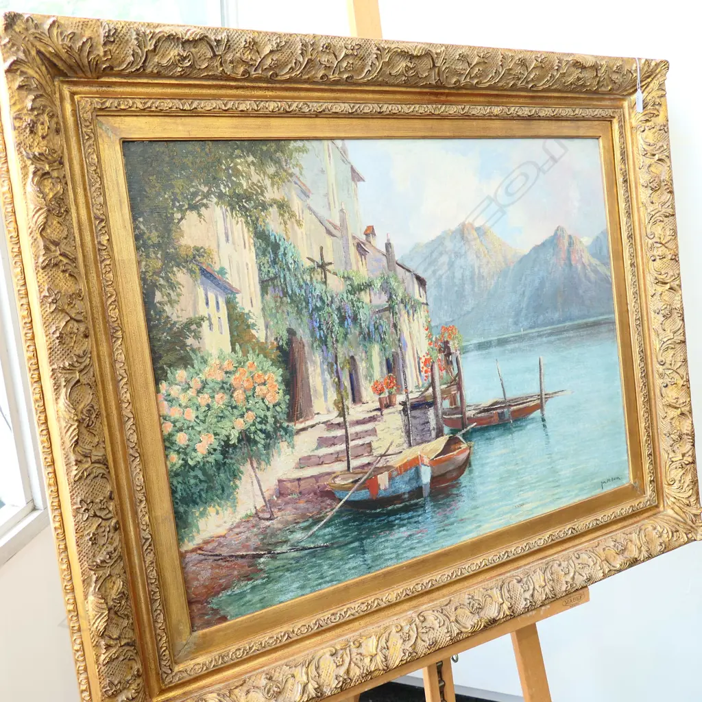 LARGE VENETIAN GILT FRAMED OIL J.M.BEEK W.1040MM X 850MM Image 1++