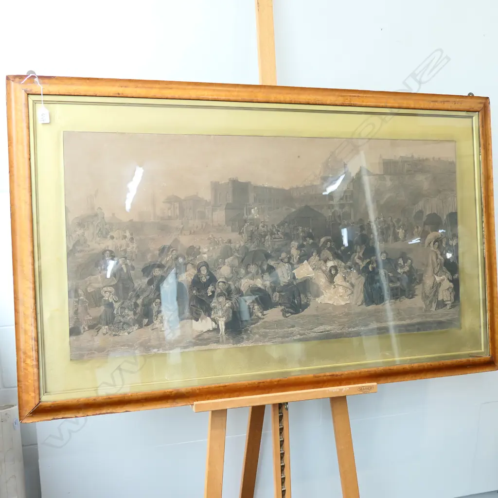LARGE FRAMED VICTORIAN PRINT SEASIDE SCENE 1320MM W 800MM H W. P. FRITH 'RAMSGATE SANDS' Image 1++