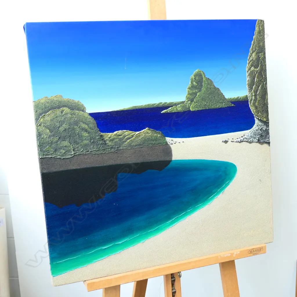SIGNED OIL 'KAITERITERI' 610MM W 615MM H Image 1++