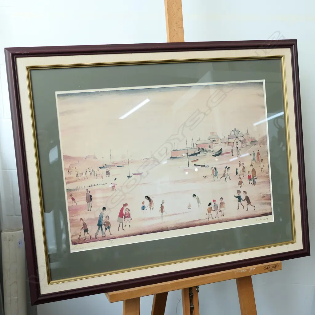 L. S. LOWRY PRINT 'ON THE SANDS' 800 X 630MM  Image 1++