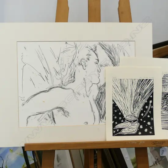 3 PRINTS & A PENCIL SKETCH BY MALCOLM HARRISON