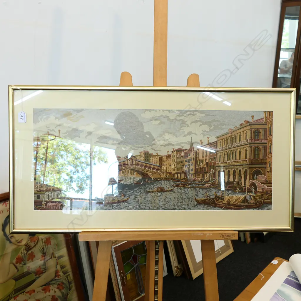 FRAMED TAPESTRY SCENE OF VENICE 910 X 460MM Image 1++