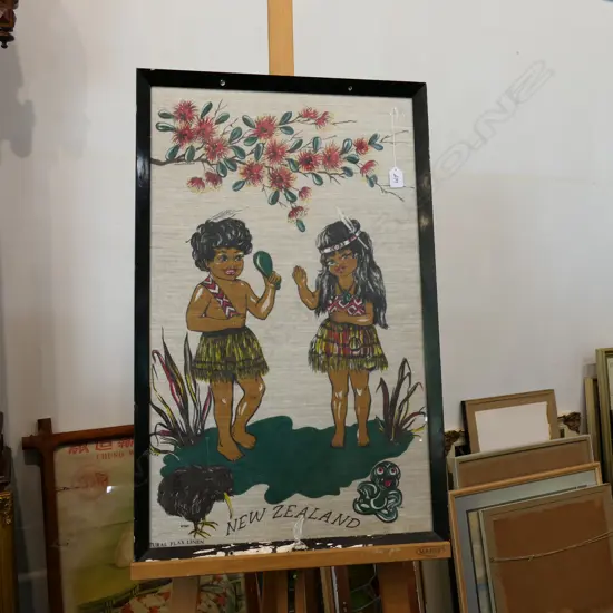 NZ TOURIST PRINT ON LINEN 755 X 450MM