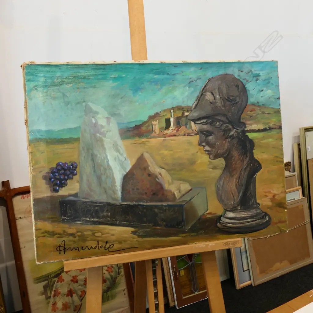 FERNANDO AMENDOLA 'METAFISICA' OIL ON CANVAS W/ CATALOGUE Image 1++